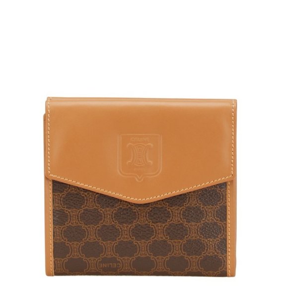 Celine Macadam Bifold Wallet Brown Leather Women's CELINE - Picture 1 of 10